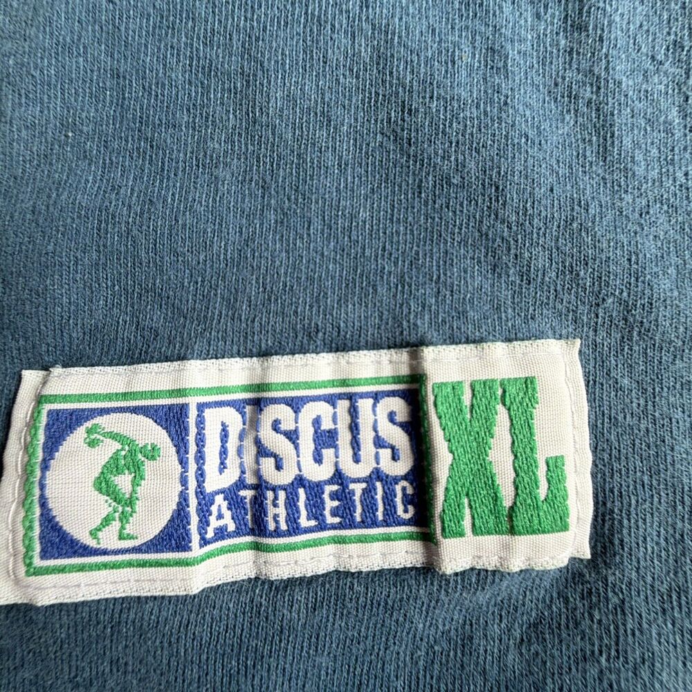 VTG 90s Discus Athletic Pocket T Shirt XL Blue Blank Sun Faded Grunge Crew Neck - Picture 14 of 16